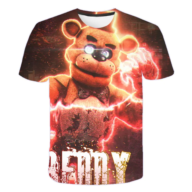 Fnaf футболка с мультяшным рисунком для девочек и мальчиков ужасная 3D модная