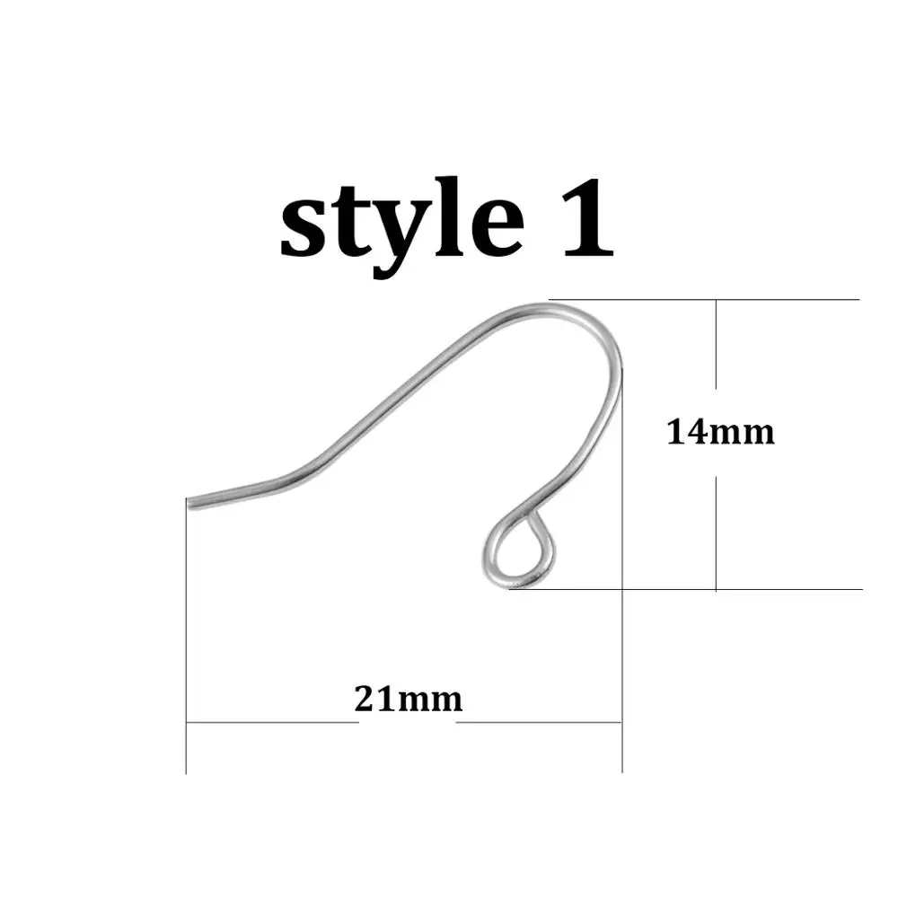 Style 1 Не вызывает аллергии, 50 шт./лот, 316, нержавеющая сталь, серьги, крючок, проволока, крючок, фурнитура для изготовления ювелирных изделий, серьги, аксессуары - Цвет: Style 1