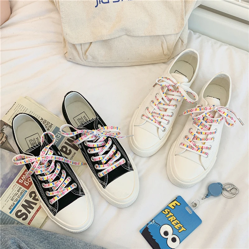 

New Women Shoes Canvas Fashion Rainbow Sole Casual Alphabet Lace-Up Breathable Flat Shoe Womans Sneakers Zapatillas Mujer W36-14