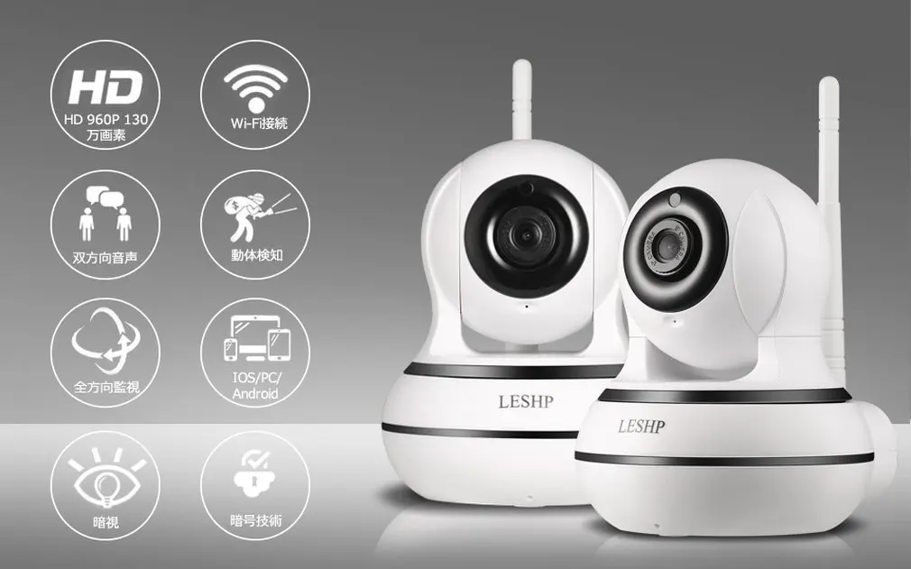 LESHP домашняя ip-камера безопасности, беспроводная Wi-Fi камера, двухсторонняя аудио-видео-радионяня, 960P HD, ночное видение, обнаружение движения
