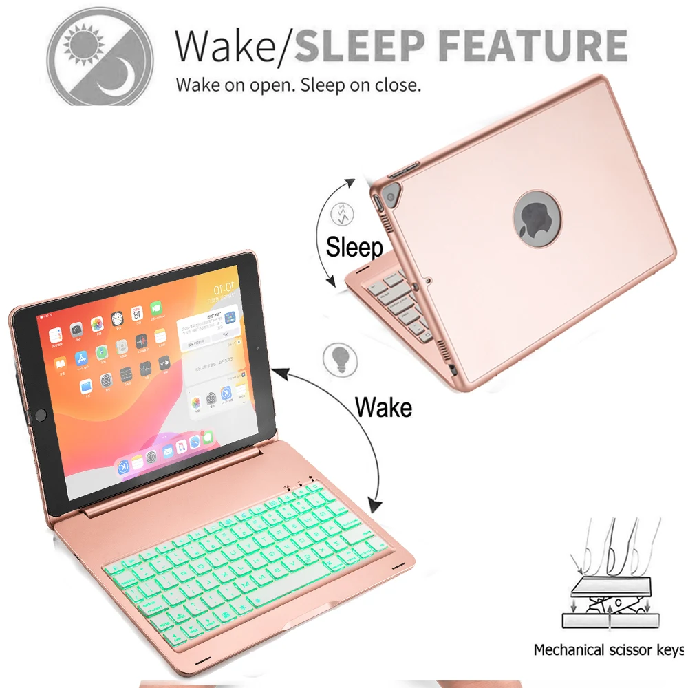 For iPad 10.2 inch 2019 English Wireless Bluetooth Keyboard 7 Colors Backlit Keyboard With Aluminum Alloy Tablet Protective Case For iPad 10.2 inch 2019 English Wireless Bluetooth Keyboard 7 Colors Backlit Keyboard With Aluminum Alloy Tablet Protective Case