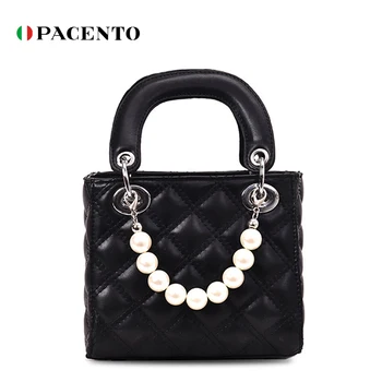 

PACENTO New Arrvial Pearl Handbag Bags for Women 2020 Shoulder Woman Messenger Bag Crossbody Mini Small Square Bag Tassen Dames