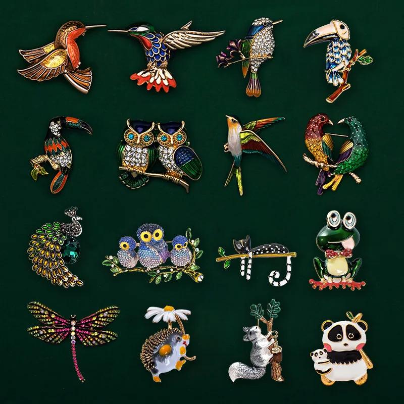 Creative Enamel Female Suit Bird Dragonfly Animal Pin Brooch Fashion Woman Girl Bag School Bag Brooches Accessories