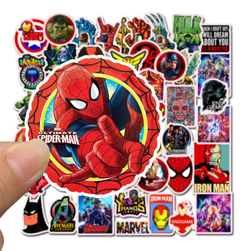 50 шт. наклейки "Мстители" для MARVEL для детей автомобиль ноутбук наклейка скейтборд Железный человек игрушка супер стикеры героев