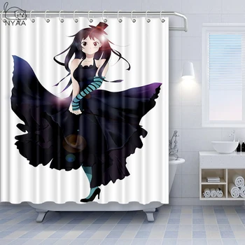 

NYAA K-on Girl Waterproof Thickened Shower Curtain Home Bathroom Curtains With 12 Hooks Polyester Fabric Bath Curtain