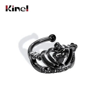 Kinel 여성용 천연 지르콘 크라운 이어 클립 귀걸이, 피어싱 클립 없음, 소녀 클립 이어커프, 가짜 연골 귀걸이