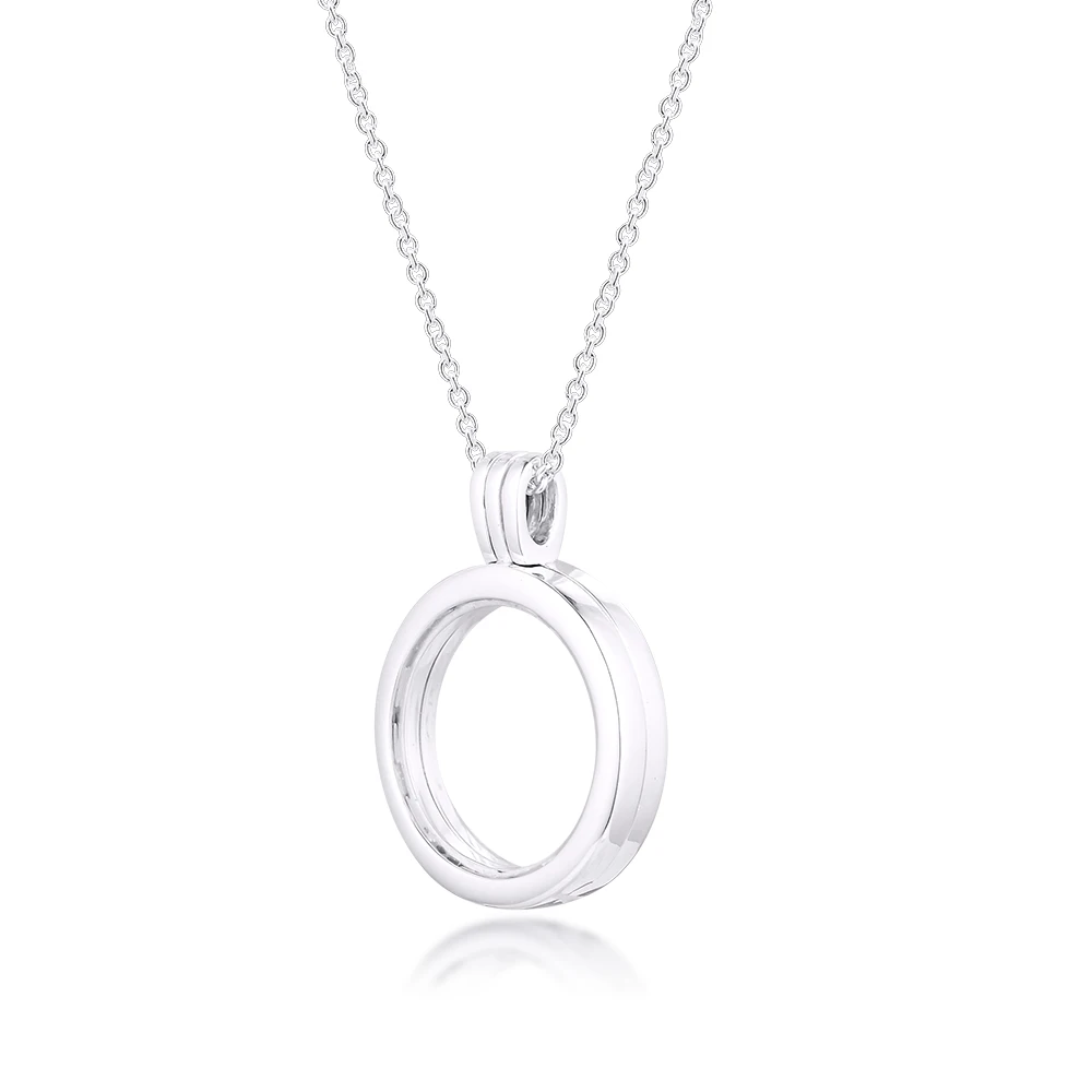 Medium Floating Locket Silver Pendant and Necklace (5)