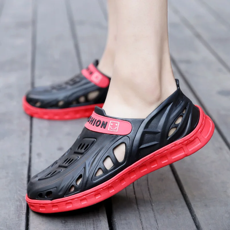 

Korean Style Hole Shoes Men's Summer New Non-Slip Thick-Soled Beach Shoes Men Fashion Casual Hollow Slides Wading Shoes Wholesal