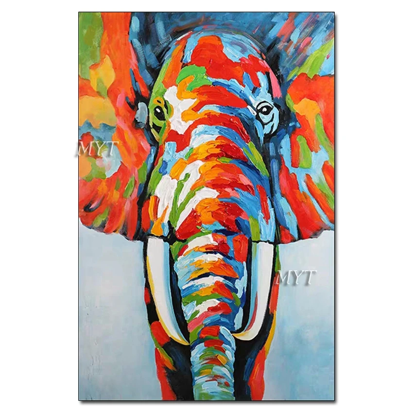 

Handmade Elephant Head Wall Picture Art Animal Canvas Oil Painting Unframed Wall Art Acrylic Paintings Artwork For Children Gift