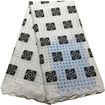 

10 colors (5yards/pc) soft African cotton lace fabric elegant black and white Swiss lace fabric with embroidery for dress CLS249