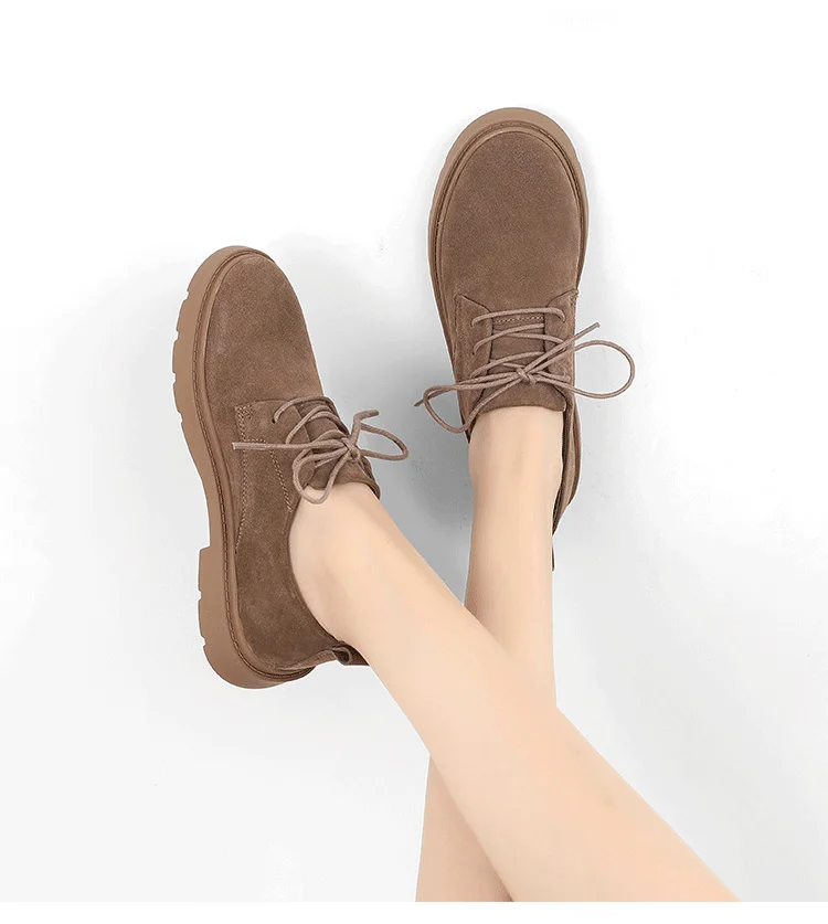 New Casual Shoes Women Platform Spring Autumn Leather British Style Oxford Shoes Ladies Comfortable and Wearproof