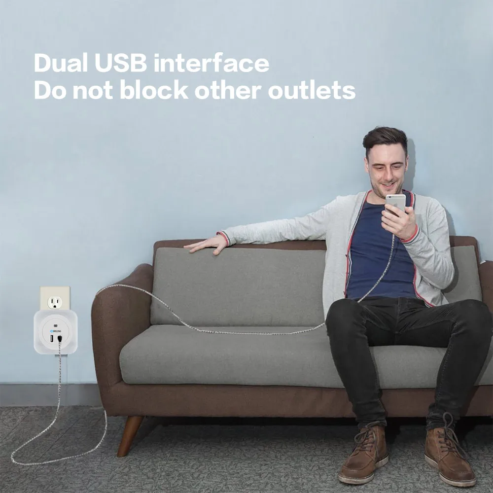 BRELONG двойной USB интерфейс зарядки плагин светильник управления индукционный коридор прикроватный ночной Светильник