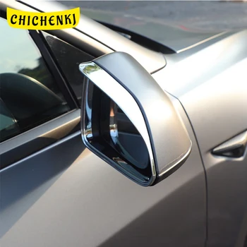 

For Tesla Model 3 2017-2020 Car Side Rearview Mirror Visor Shield Cover Sticker Frame ABS Carbon Exterior Moulding Trim Chrome