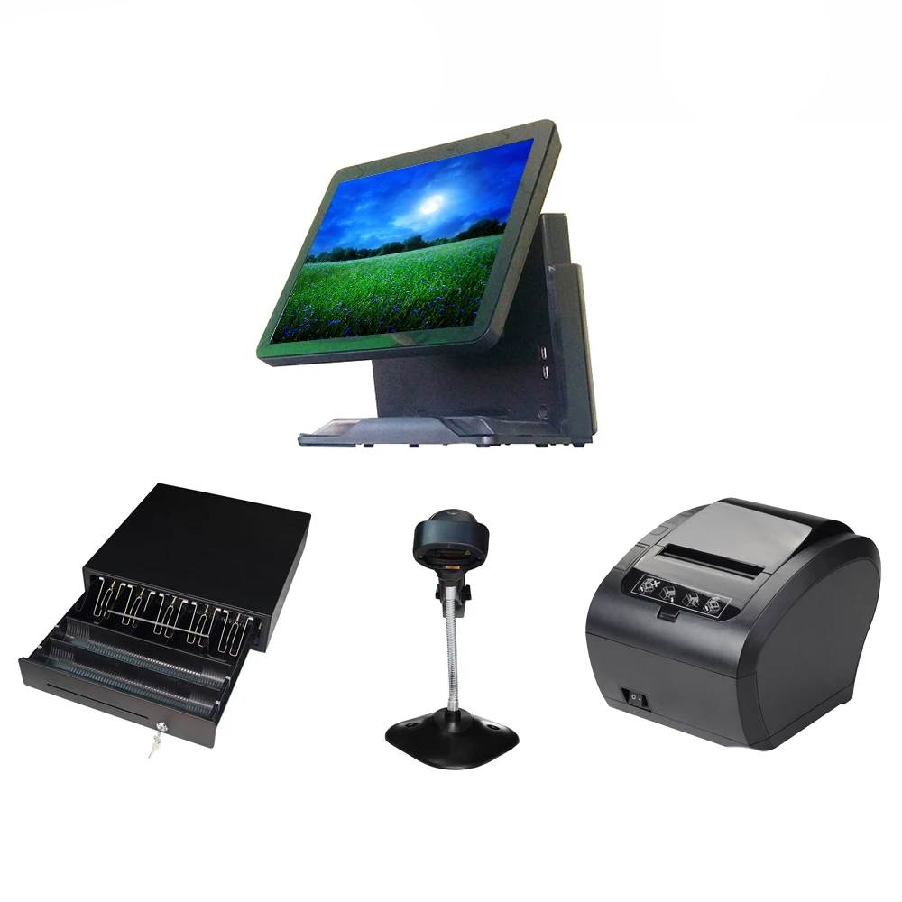 

wholeset pos machine with printer cash drawer scanner high quality cash register