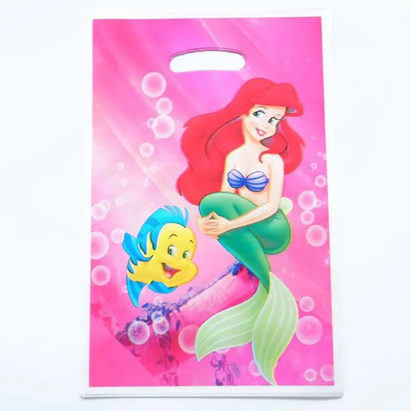 20 шт./лот, украшение для дня рождения, пластиковая сумка для конфет, сувениры для детей, Подарочная сумка с Минни, принадлежности для душа для малышей - Цвет: Mermaid