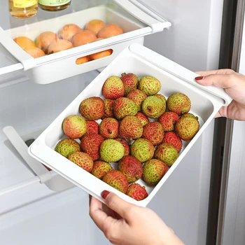 

Refrigerator Adjustable Stretchable Organizer Drawer Basket Refrigerator Drawers Fresh Spacer Layer Food Storage Rack Egg Storag