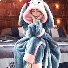 Sleepwear Women Female Winter Pajamas Thickened Velvet Students Cute Long Robe Autumn Winter Home Wear Set Sleep Top Pajama Sets