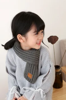 

warm neck warmer scarves for children color Striped winter scarf kids pompom baby scarf black
