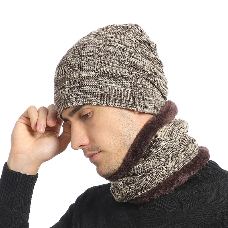 

Winter Hat Warm Knitted Hat and Circle Scarf Set OutdoorsScarf Beanie Skull Cap for Winter
