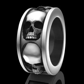

Classic Punk Hip Hop Men's Stainless Steel Skull Ring Punk Gothic Engagement Jewelry Rings Size 6-13 For Men Boy Best Gift