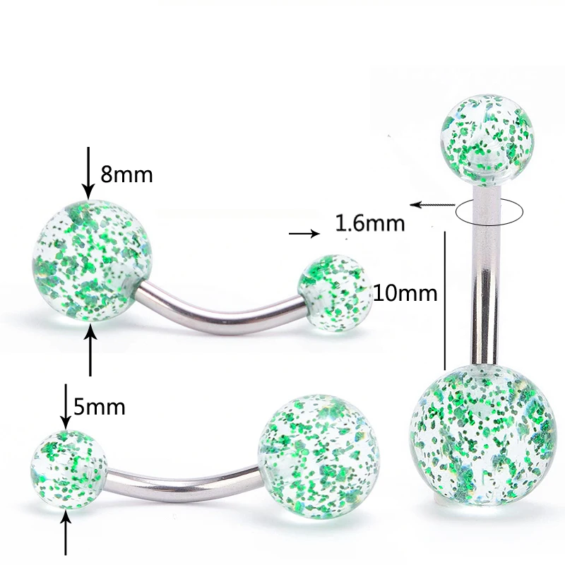8 шт Смешанные Цвета Новое поступление силиконовый пирсинг пупка гибкий стержень прозрачный стальной пирсинг nombril гвоздики Рождественский подарок серьги