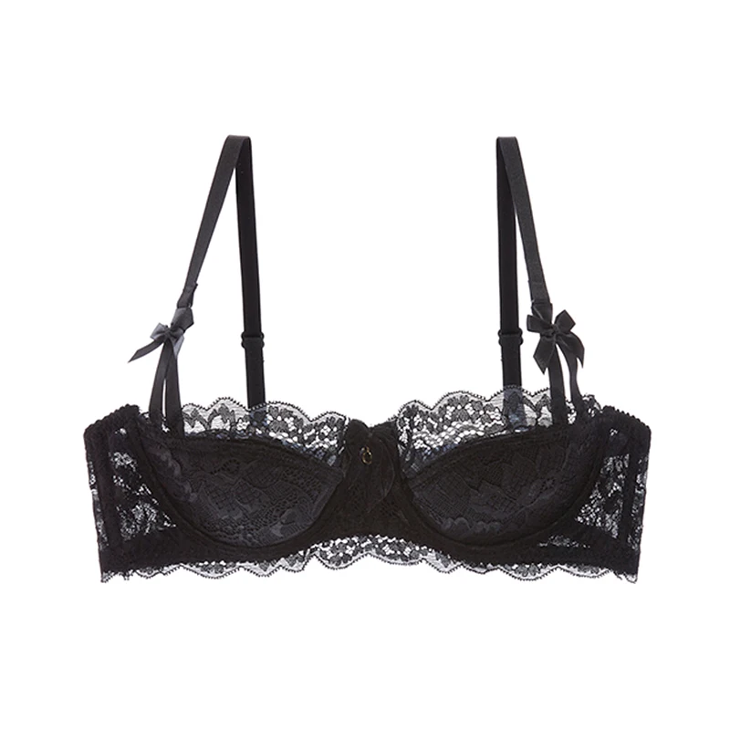 Goedkoop Fashion Black Sexy Beha Plus Size C D Cup Dunne Katoenen Ondergoed Vrouwen Kant Comfortabele Brasserie Grijs Bras Borduren Lingerie