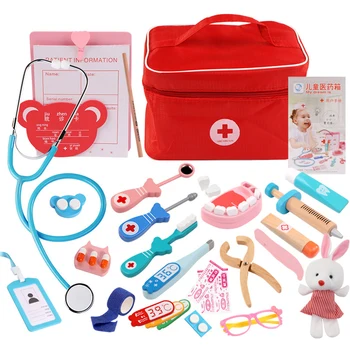 

Kids Wooden Toys Pretend Play Doctor Set Nurse Injection Medical Kit Role Play Classic Toy Simulation Doctor Toys for Children
