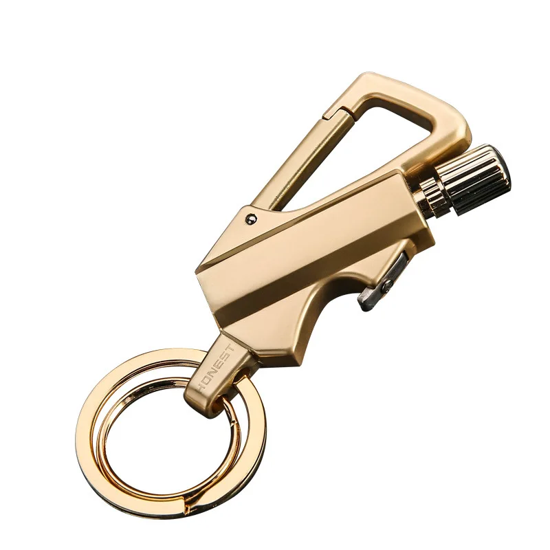 1 шт. брелок Флинт Матч металла поджигатель открывалка для бутылок, автомобильный брелок для ключей, керосиновая Зажигалка на открытом воздухе аварийно-спасательное оборудование - Цвет: Gold