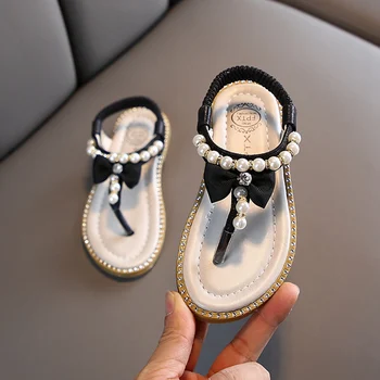 

Summer Baby Girls Wild Bowknot Princess Sandals And Slippers Clip Toe Beach Shoes Kids Girl Non-slip Soft Bottom Sandals