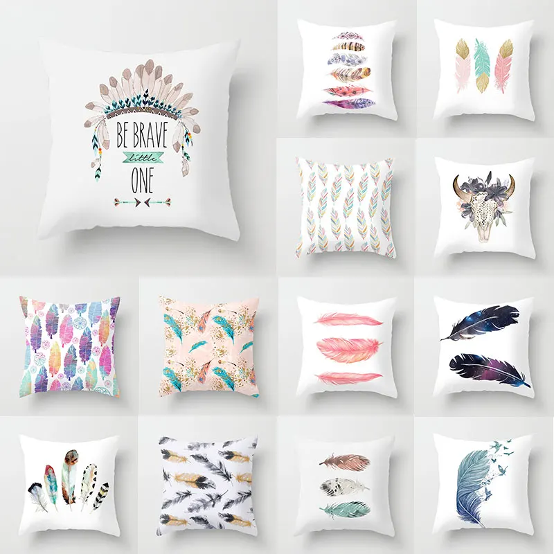 

Clean Throw Pillow Case Abstract Soft Feather Various Cushion Covers for Home Sofa Chair Decorative Polyester Pillowcases