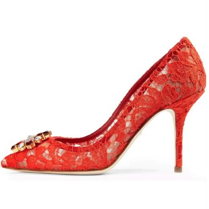 Туфли женские кружевные с острым носком на высоком каблуке 6 5 см 9 см|Туфли| |
