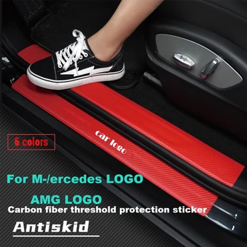 

Car 4pcs Carbon Fiber Door Sill Protector Stickers For Mercedes benz AMG W211 W203 W204 W124 GLK GLA C200 E200 C200L S350 S300