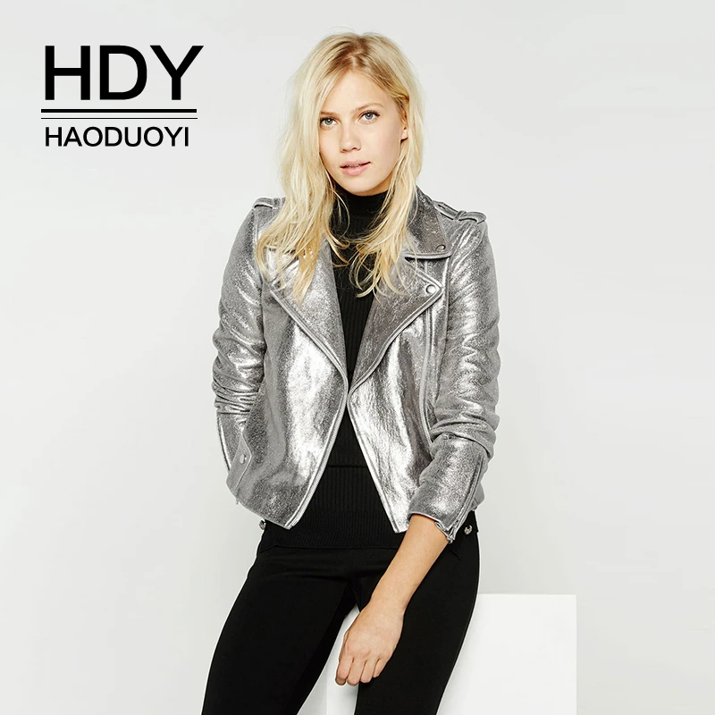 HDY Haoduoyi Новое модное осеннее повседневное сексуальное Клубное пальто с длинным рукавом и воротником-хомутом, блестящая праздничная одежда, куртка в стиле панк с блестками
