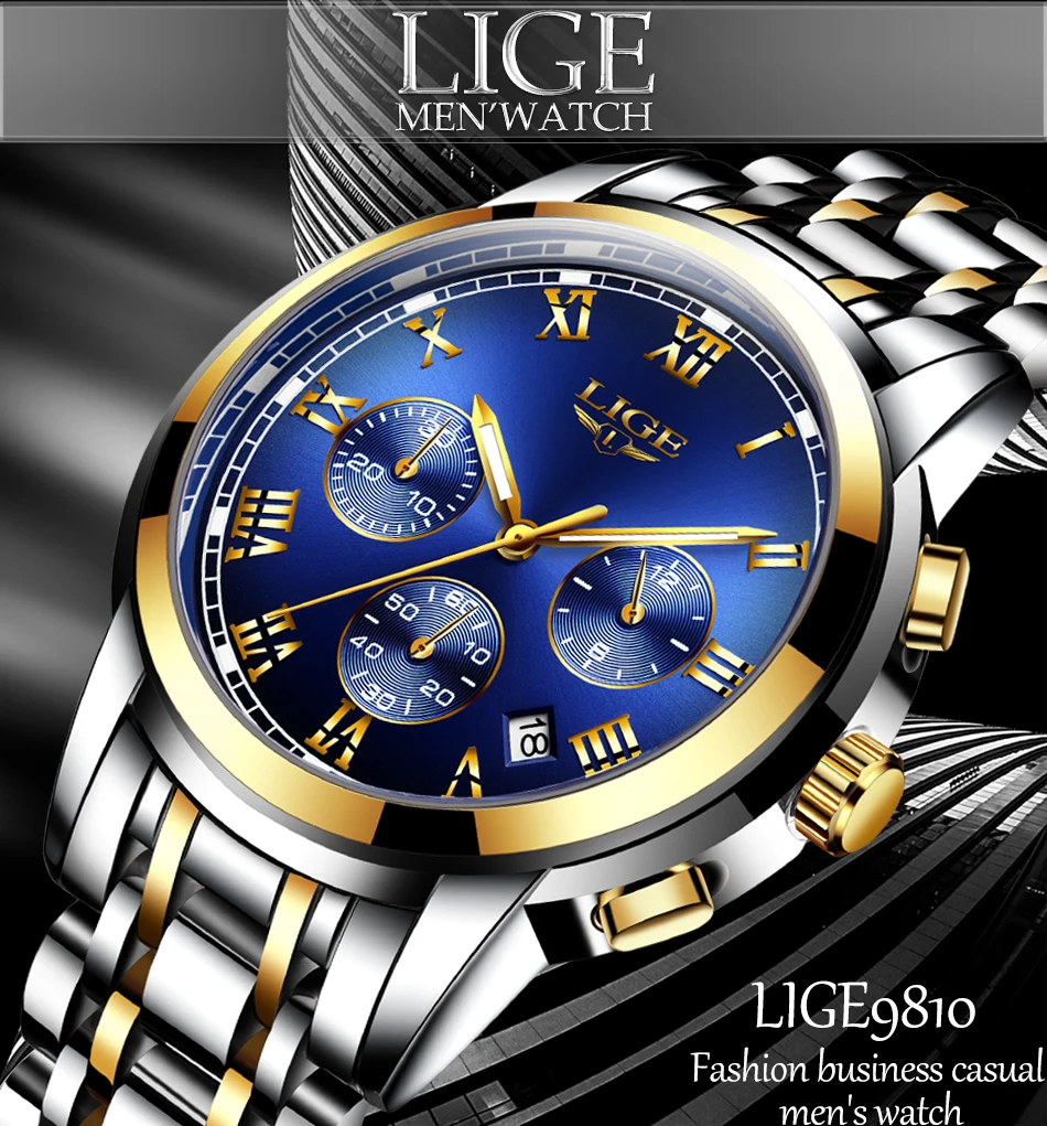 LIGE 9810 Chronograph Watch 6