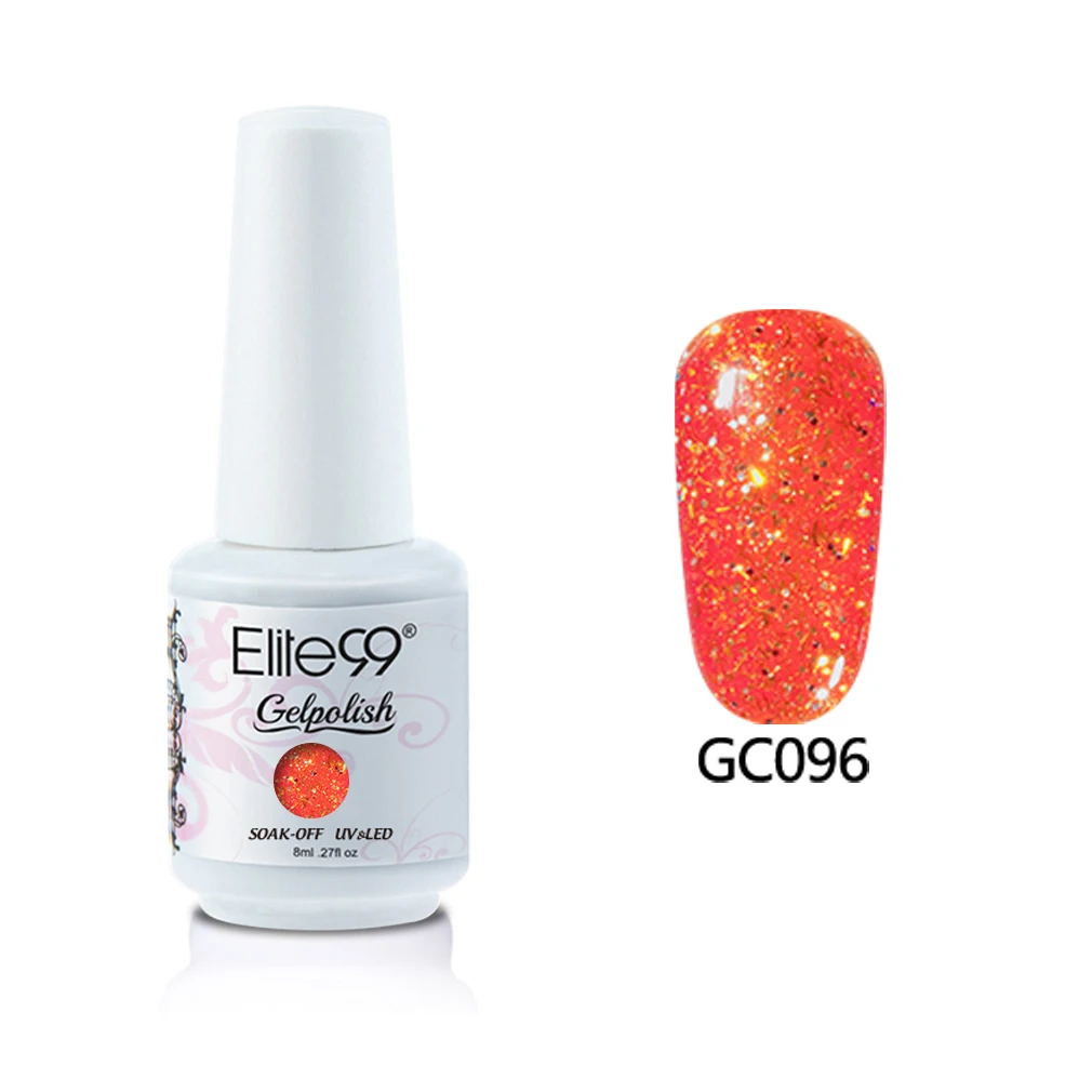 N-GC096-8ML Elite99 8 мл Алмазный Блеск Цвет ногтей гель краски Лак блестящие узоры для ногтей с блестками гель лак удаляющийся замачиванием Светодиодный УФ-гель для ногтей - Цвет: N-GC096-8ML