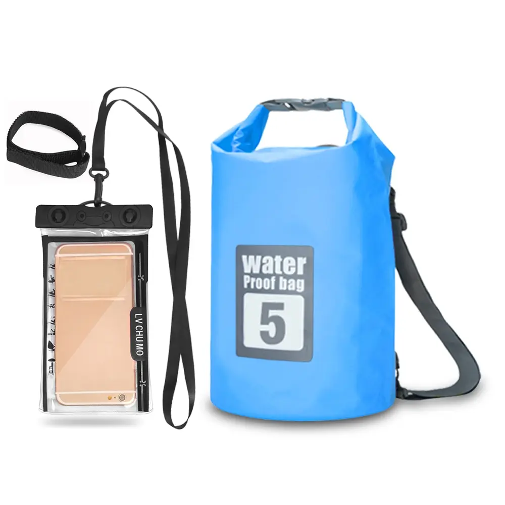 5L/10L/15L/20L Открытый Водонепроницаемый Сухой Рюкзак рулон-топ плавающая сумка с 6,3 ''водонепроницаемый чехол для телефона для каякинга рафтинг - Цвет: 5L