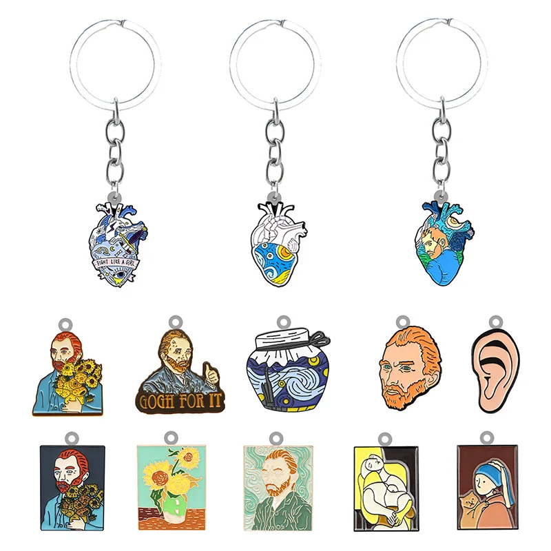 TAFREE Painter Van Gogh Epoxy Resin Keychain Backpack School Bag Handbag Pendant Jewelry | Украшения и аксессуары