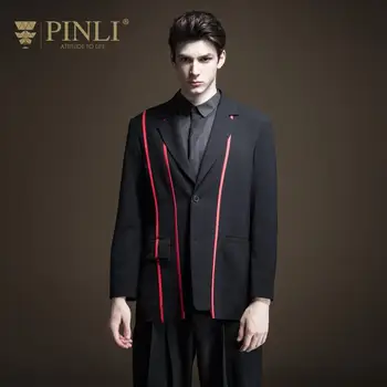 

Mens Blazer Regular Stage Costumes For Singers Pinli Fall 2019 New Men's Decoration Body Colour Stripe Leisure Suit B193206205