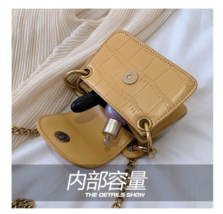 Fashion Mini Saddle Women Shoulder Bags Designer Brand Acrylic Chain Handbags Luxury Pu Leather Female Crossbody Bag Small Purse