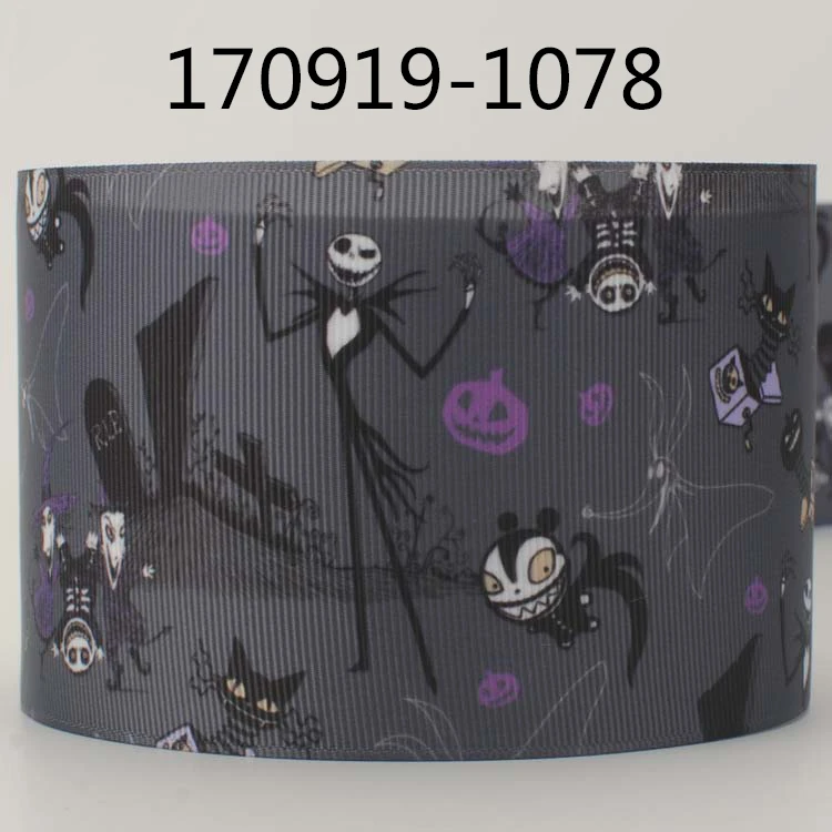 Новые продажи 50 ярдов " 75 мм Хэллоуин нарядная лента напечатанная grosgrain DIY