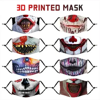 

Halloween day of the dead clown horror mask washable ear hanging dust mask with filter element children adult prank mask