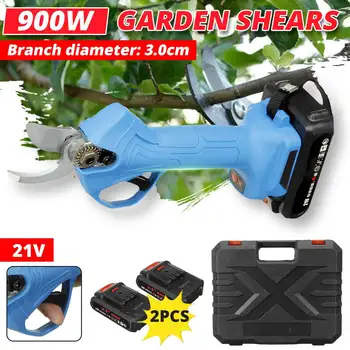 

21V 900W Rechargeable Electric Pruning Scissors Pruning Shears Garden Pruner Secateur Branch Cutter Cutting Tool with 2 Battery