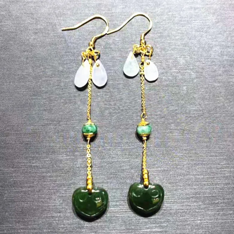 

Top Grade Multicolored Jewelry Jade Jewelry Ear Stud 925 Silver Gold Plated Emerald Dry Green Natural Jasper Earrings Earrings