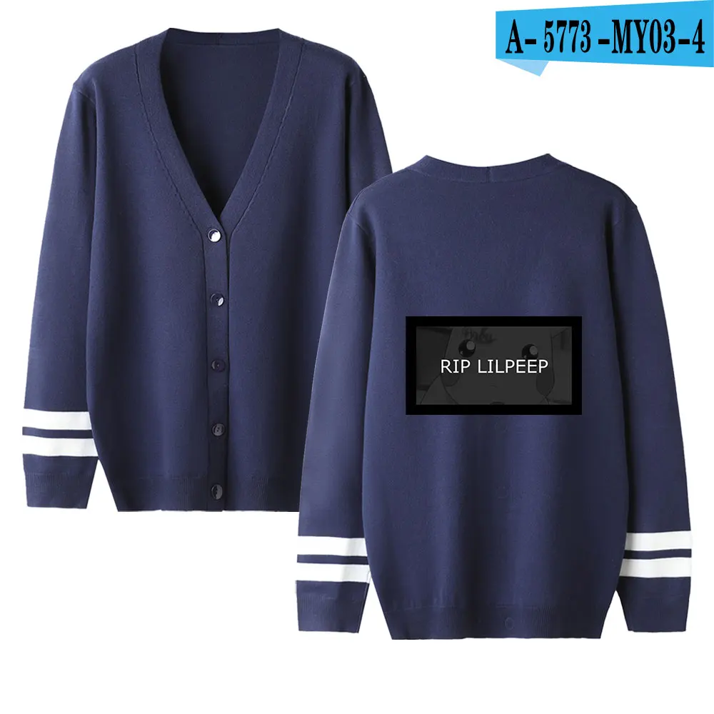 navyblue Lil открытый мужской свитер-кардиган/wo мужской повседневный вязаный свитер с v-образным вырезом Lil открытый популярный модный принт вязаный кардиган пальто - Цвет: navyblue