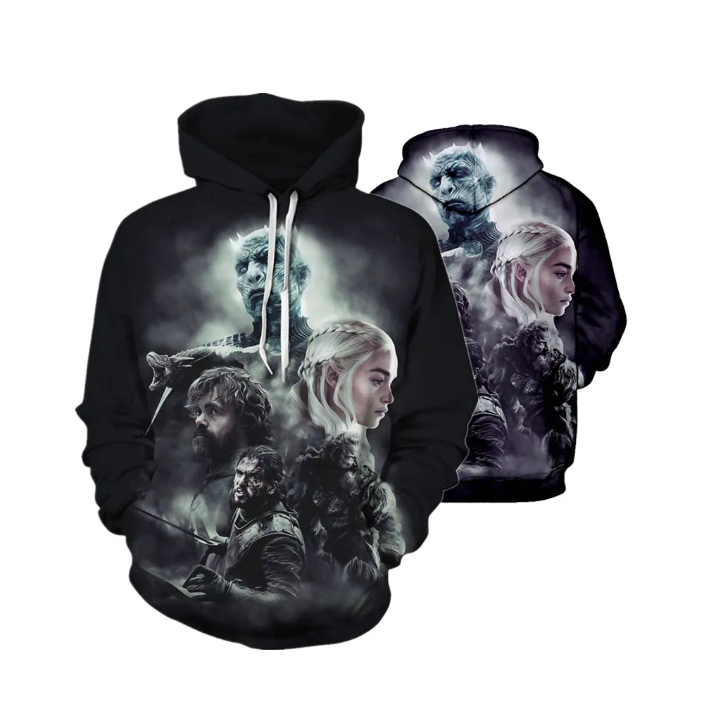 Game of Thrones Zipper Dragon Wolf Cool Printing Zipper Hoodies Cosplay Costumes Hoodie Man Tracksuit Casual Sportswear