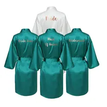 YUXINBRIDAL зеленый атласный шелковый халат невесты Свадебный халат невесты Халаты невесты халаты