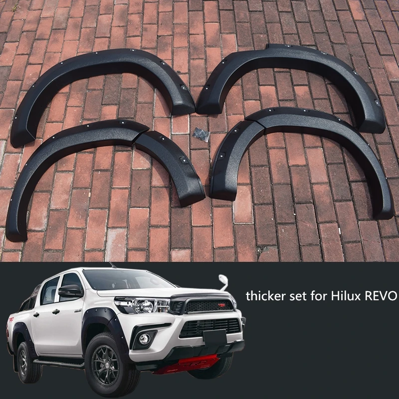 thicker set Крыло автомобиля вспышки арки колеса бровей протектор для toyota hilux revo - Цвет: thicker set