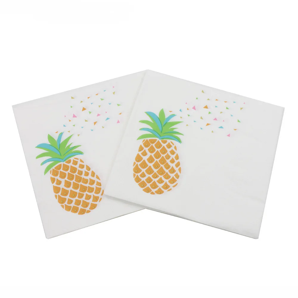 

10pcs 33*33cm Pineapple fruit theme paper napkins serviettes decoupage decorated for wedding party virgin wood tissues
