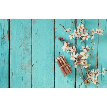 

5x3ft Photography Backdrop babyblue Wood floor board flowers Background Vinly Cloth Wall Decor Baby Birthday Party Pet shooting