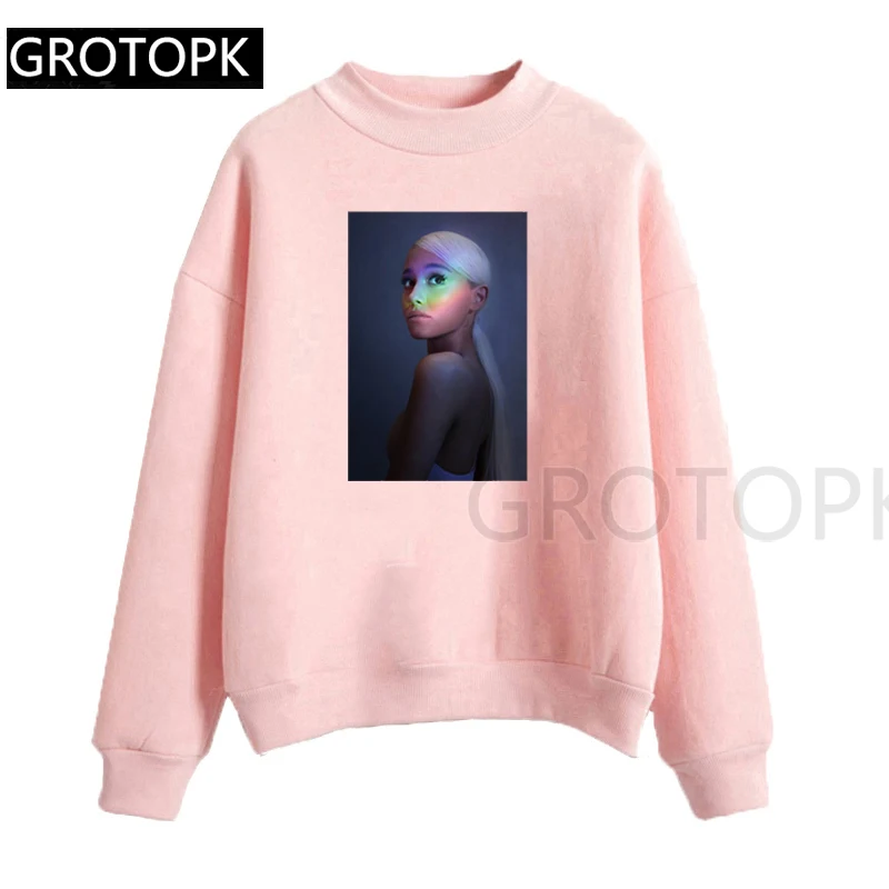 GM12419-pk Ariana Grande Harajuku женские толстовки и худи женские розовые и Белые Повседневные флисовые худи с капюшоном для женщин и девушек - Цвет: GM12419-pk
